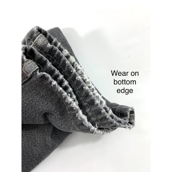 Lands' End Traditional Fit Jeans Mens Size 36 Distress‎ Grunge Black Faded Denim - Picture 7 of 10